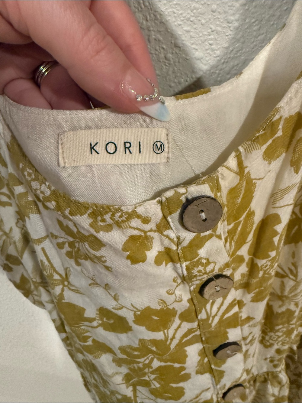KORI AMERICA MUSTARD YELLOW FLORAL PRINT DRESS MEDIUM - Picture 4 of 5